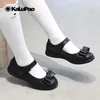 2022 Spring Children Leather Girl Shoe Fashion T-strap White Girls Dress Shoes Soft Outsole Black School For