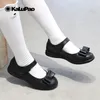 Flache Schuhe KALUPAO 2021 Frühling Kinder Leder Mädchen Schuh Mode T-riemen Weiß Mädchen Kleid Weiche Laufsohle Schwarz Schule für Mädchen1