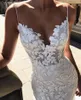 Beaded Pearls Spaghetti Strap Lace Wedding Dresses 2019 Gorgeous 3D-Floral Appliques Boho Bridal Gowns Zipper Low Back Trumpet Wedding Dress