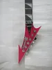 Roman Vinnie Vincent Flying V Double V Red Quitled Black E-Gitarre, Floyd Rose Tremolo, Haifischflossen-Inlay, Rückseite in Metallic-Silber