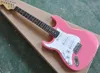 Guitarra eléctrica para zurdos, color rojo/rosa, con diapasón de palisandro, golpeador blanco, pastillas SSS, se puede personalizar a petición