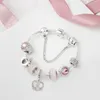 Wholesale-European charm bead alloy silver plated bracelet Suitable for Pandora style O letter crown beads bracelet jewelry