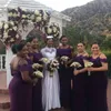 Afryki Purpur Plus Size Druhna Suknie Off The Ramię Spaghetti Paski Długa Honor Dress Dress Country Lace Wedding Guest Wear 2020