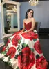 2019 A Line Abiti da ballo floreali Innamorato Perla rossa in rilievo Vita naturale Abiti Abiti da sera Formale Elegante Lungo
