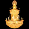 Lustre en cristal doré européen LED lumière luxueux lustres modernes luminaires luminaire maison villa hôtel hall hall Parolor grandes lampes suspendues longues Droplight