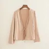 Fashion-Women Self Tie Front Satin Blouse Satin Shirt