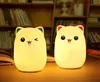 2s Kolorowe Silikonowe Miękkie USB Akumulator Zwierząt Noc Light Cute Cat Stół Lampa Dorośli Dzieci Baby Sypialnia LED Light Przedszkole Lampa Night