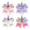 Jojo Siwa Hair Bows أقواس Jojo مع مقطع للأطفال للأطفال الكبير الترتر القوس Unicorn Bows HJ242