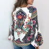 2020 Summer S-5XL Women Bohemian Clothing Blouse Shirt Vintage Floral Print Tops Ladies Blouses Blusa Feminina Plus size V-Neck Clothes