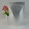 Livraison gratuite Sacs d'emballage alimentaire 100pcs / lot Stand Up Silver Pure Aluminium Foil Plastic Ziplock Pouch, Doypack de stockage de lait en poudre réutilisable