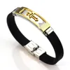 Nya punk svart silikonarmband för män kvinnor rostfritt stål skorpion korsdesign armband armbandsmycken smycken gåva