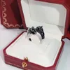 Punk Personality dominee Double zircon black leopard head ring Women's Ring Hot Free shipping Luxurious Dance Giving gifts Rings Hip hop