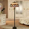 Blue tiffany floor lamp antique love stained glass lamps hotel hall restaurant bedroom living room TF036