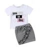 Nowy Baby Kids Girls Dress Summer Krótkie Rękawy T-Shirt Topy Ruffles Spódnice Dress You Girl Floral Casual Baby Ubrania Zestaw