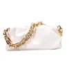 Fashion Shoulder Underarm Bag Female 2020 Popular New Summer Fold Wide Gold Chain Clouds White