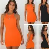 2020 Nya dam damer klänningar sexig sommar ärmlös tank smal mini kort stickad bodycon sundress orange svart