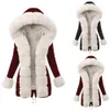 Kvinnors down Parkas Womens Winter Warm Plush Imitation Fur Coat Plus Size Splicing Long Jacket Hooded Overcoat Tjock Lace Up Slim Parapla