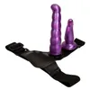 Cinturino per imbracatura ultra elastico Doppio dildo Pantaloni con strapon realistici Mini giocattoli del sesso per coppie lesbiche Donna Sex Shop Q71 C18112801