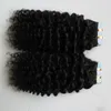 Bande dans les cheveux humains Remy mongol crépus bouclés 10quot26quot Double face Extensions de cheveux humains naturels PU 40pièces4524225