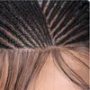 طويل مضفر مربع الضفائر الاصطناعية الرباط الجبهة الباروكة مقاومة للحرارة الألياف الشعر الأسود غلويليس الرباط الباروكات للنساء مع شعر الطفل