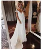 Mairee Cap Sleeves Wedding Dress 2021 V Neck Chiffon Appliques Backless Beach Bridal Gowns High Quality