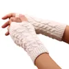 Mode-élégant chauffe-mains gants d'hiver femmes bras Crochet tricot fausse laine mitaine chaud mitaines gants femmes Femme