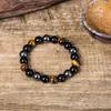 Natuurlijke Zwarte Onyx Met Natuursteen Hematiet Steen Tijgeroog Kralen Strand Wrap Boeddha Armbanden Bangles Sieraden Accessoires