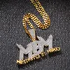 Iced Out Zircon Letter Motivated By Money Pendant Necklace Two Tone Plated Micro Paved Lab Diamond Bling Hip Hop Jewelry Gift2633