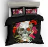 Black and White Skull Bedding Set King Size Love Flower Duvet Cover Queen Home Textile Printed Single Double Bed Set With Pillowca7826250