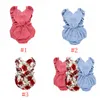 Enfants Vêtements Bébé Floral Imprimé À Volants Barboteuses Amour Coeur Combinaisons Infantile D'été Sans Manches Onesies Body Boutique Escalade Vêtements BYP471