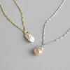 Prata esterlina 925 Ripple Cadeia Colares Moda de Nova Irregular barroco Natural de água doce Pearl Pendant colares para as mulheres