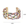 New Boho Clape плетеная многоцветная бусина манжеты браслеты 35 мм широкий браслет для женщин 18K позолоченные украшения из бисера