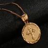 24K banhado a ouro Católica Redonda Medalha Cruz de Jesus Cristo crucifixo colar Colar Cruz na moda cadeia de jóias