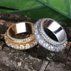 18K Gold Silver Mens Bling CZ Cubic Zirconia Micro Inlaid Hip Hop Ring Band Personnalized Full Diamond Jijou de bijoux pour lesquels Boy Ami 18K Gold Plaqué