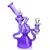 8.9inchs cam su bongs nargile beher taban bong dab teçhizatlar geri dönüştürücü duman su boruları 14mm kase