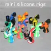 1pc Silikon Bong Silikon Dab Rig Wasserpfeifen Mini Glas Bubbler Öl Rigs Abnehmbare Unzerbrechliche Perkolator Shisha mit Schüssel