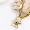 Fashion-hip Hop Style Star Lock Pendant Necklace Women Vine Lock Short Chain Necklace For Gift Party High Quality0097036608