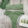 Sexig hög midja bikini set baddräkt Populär simning kostym Biquini två stycken solid högkvalitativ badkläder kvinnor mode beachwear