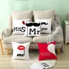 Amor Pareja Funda de almohada Letra Mr y Mrs Funda de almohada Boda Día de San Valentín Funda de almohada Amantes Hogar Oficina Sofá Funda de almohada