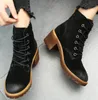 Vente chaude - Nouveau automne hiver femmes bottes de haute qualité solide à lacets chaussures européennes dames en cuir de vache bottes de mode livraison gratuite