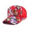 Floral Print Ponytail Baseball Cap Fashion Canvas Flower Mesh Sun Hat Outdoor Summer Women Travel Camping Sunscreen Hat 20pcs TTA908