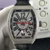 2 Style High Quality Watch Vanguard Rose Gold Miyota Automatisk Mens Watch V45 SC DT NR 5N Full Diamonds Ring Gummi Rem Gents Klockor