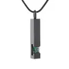 SB0006 Emerald green Birthstone Inlay Black Bar Cremation Necklace Men Women Gift Ashes Holder for Loved One7027802