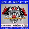 바디 for APRILIA 광택 블랙 RSV 1000R 1000 RV60 MILLE RSV1000 R RR 03 04 05 06 316HM.14 RSV1000rr RSV1000R 2003 2004 2005 2006 페어링