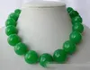 Impresionante grande 20mm redondo jade verde collar de perlas 18''