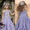 رخيصة Lilac الطابق الطول ، فساتين وصيفات الشرف المبتدئين لحفلات الزفاف A Line Grough Borth Chids