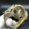 フルアイスゴールドケース自動ウォッチ40ミリメートルメンズサイズダイヤモンドバンド4色面ファッション光沢のあるダイヤモンド腕時計男性腕時計