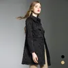 Fashion-g England Style winter trench coat for woman double Horn buckle cotton coat women's long section khaki black trench coat