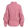 Women Striped Shirts Spring Long Sleeve Blouses Shirt Office Lady V Neck Shirt Casual Tops Plus Size