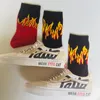 Calzini da uomo moda Hip Hop Hit Color On Fire Crew Fiamma rossa Blaze Power Torch Calore caldo Calzini lunghi in cotone da skateboard da strada